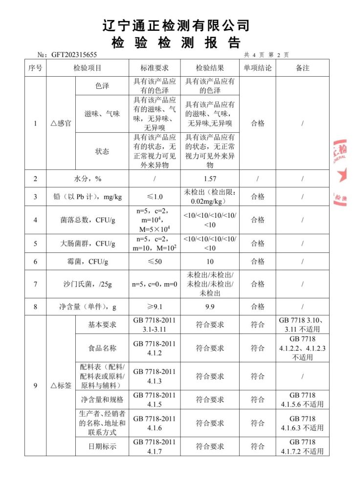 SUDOKU®玉米胚芽粉固体饮料：检验检测报告
